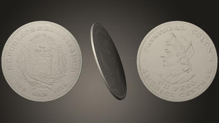 Монеты (Peso El Salvador 1911, MN_0089) 3D модель для ЧПУ станка